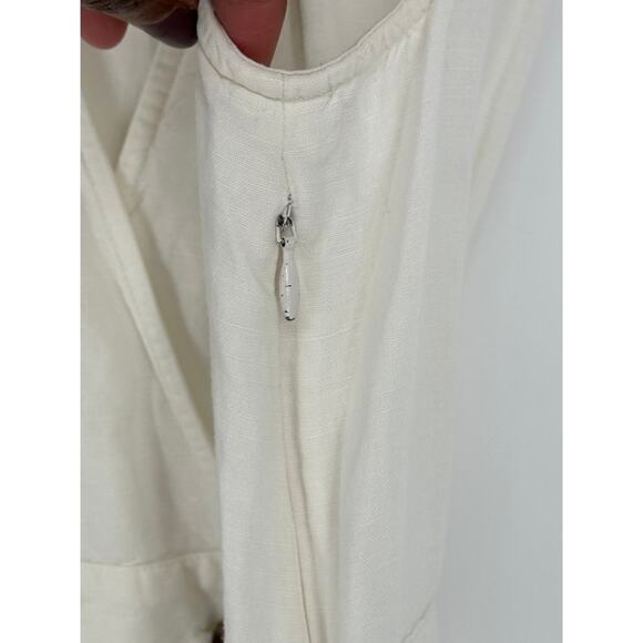 Madewell Button-Waist Wrap Midi Dress Linen Blend White Sleeveless Beach 4 - Picture 5 of 9